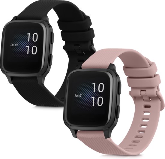 Kwmobile Sportarmband 2er-Set Für Garmin Venu Sq / Sq Music – Austauschbar, Verstellbar, TPU Silikon
