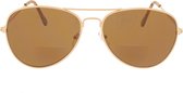 Noci Eyewear IBC317 Aviator Bifocale zonneleesbril +1.50 - Goudkleurig frame, bruine glazen