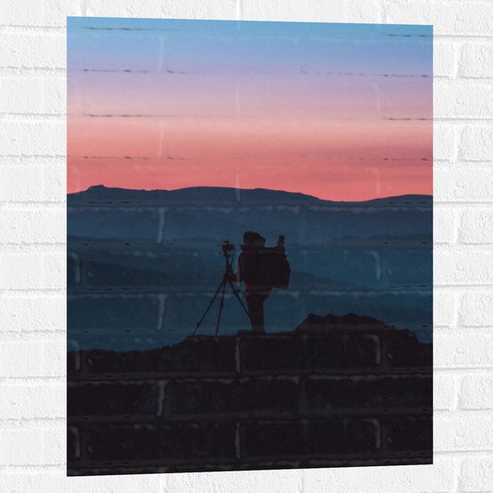 Muursticker - Fotograaf Kleurrijke Zonsondergang - 60x80 cm Foto op Muursticker