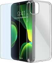 Geschikt voor Apple iPhone 11-hoesje soepel siliconen gehard glas 9H transparant