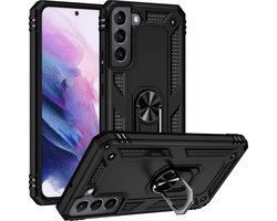 Ring Armor hoesje Geschikt voor Samsung Galaxy S22 - Zwart - Draaibare standaard - Magneet - ZT Accessoires