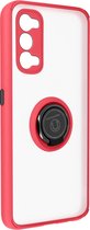 Geschikt voor Oppo Reno 5 5G/Find X3 Lite Bi-materiaal Case Ring Video-Ondersteuning rood
