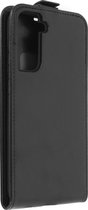 Geschikt voor Samsung Galaxy S21 Vertical Flip Case met Kaarthouder Paardenleer Effect zwart