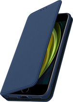 Hoes Geschikt voor Apple iPhone 7/8/SE 2020 klep portefeuille, video standaard donker blauw