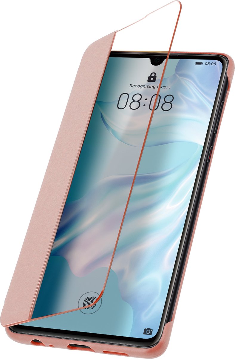 Avizar Foliohoes Geschikt voor Huawei P30 met Smart Window - champagne, Champagneroze