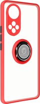 Geschikt voor Huawei Nova 9/Honor 50 Bi-materiaal Case Ring Video-Ondersteuning rood