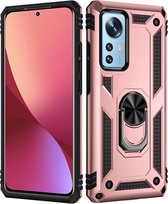 Ring Armor hoesje Geschikt voor Xiaomi 12 / 12X - Rosé Goud - Draaibare standaard - Magneet - ZT Accessoires