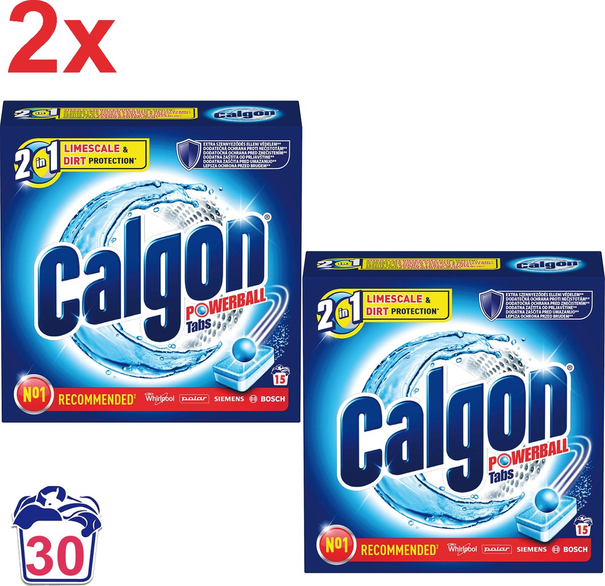 Calgon 2 in 1 Powerball Tabs Wasmachine Reiniger & Anti kalk 30