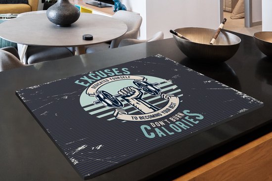KitchenYeah® Inductie beschermer 81.2x52 cm - Gewichten - Sport - Retro - Kookplaataccessoires - Afdekplaat voor kookplaat - Inductiebeschermer - Inductiemat - Inductieplaat mat
