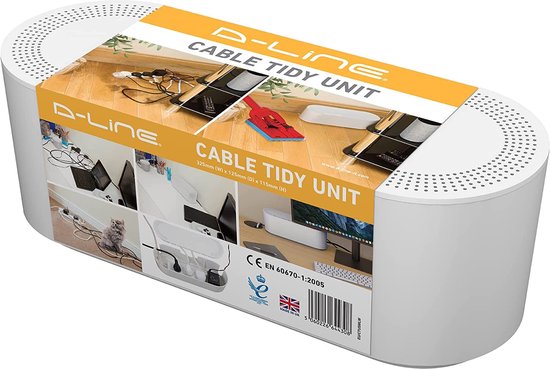 Cable Management Box Cord Organizer, Large Cable Tidy Box With Air Vent, Hide And Conceal Extension Blocks And Electrical Cables With Wood Lid,36 X 13.5 X 13 Cm-Black L