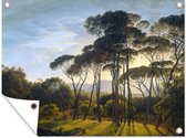 Tuin decoratie Italiaans landschap met parasoldennen - Kunst - Oude meesters - 40x30 cm - Tuindoek - Buitenposter