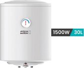 Aquamarin - Boiler - Elektrische boiler - Boiler 30 liter - Waterboiler - Waterverwarmer - Met ingebouwde thermometer - Antikalk - 1500W - 12,6 kg - Wit - H 46,5 cm x B 41 cm