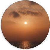 WallClassics - Cercle mural Dibond - Soleil sur la mer avec ciel orange - 60x60 cm Photo sur cercle mural en aluminium (avec système de suspension)