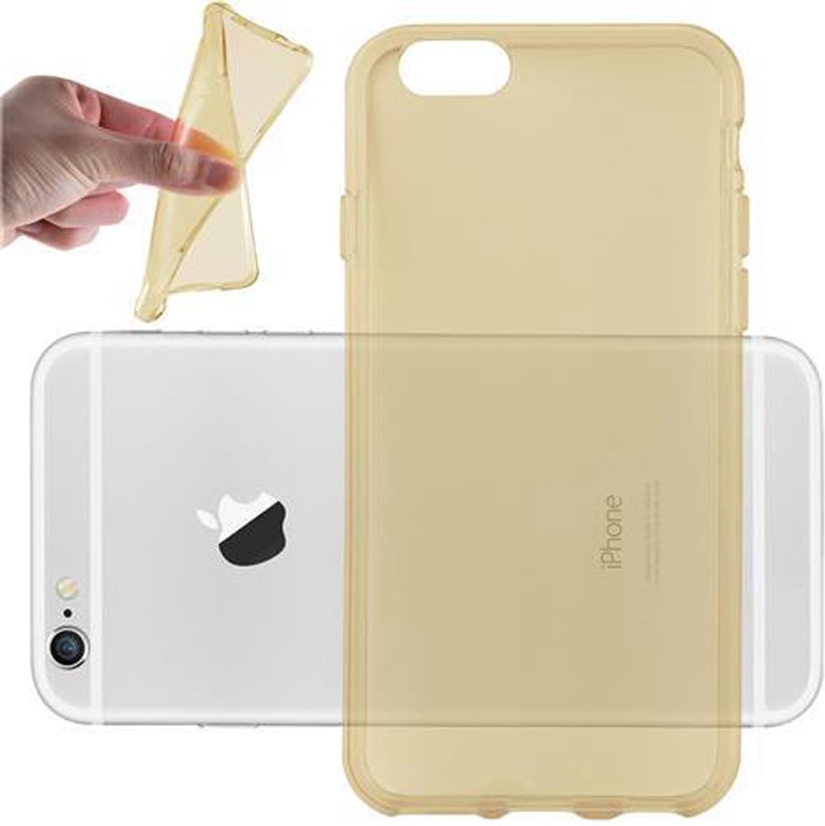Cadorabo Hoesje geschikt voor Apple iPhone 6 / 6S in TRANSPARANT GOUD - Beschermhoes gemaakt van flexibel TPU Silicone Case Cover