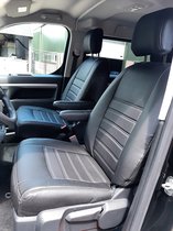 Fit housses de siège (siège et siège) Citroen Jumpy / Peugeot Expert / Toyota Proace 2016-présent / Opel Vivaro (C) 2019-présent / Fiat Scudo 2022-présent - Similicuir noir