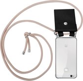 Cadorabo Hoesje voor Huawei P9 LITE 2016 / G9 LITE in PEARLY ROSE GOUD - Silicone Mobiele telefoon ketting beschermhoes met zilveren ringen, koordriem en afneembaar etui