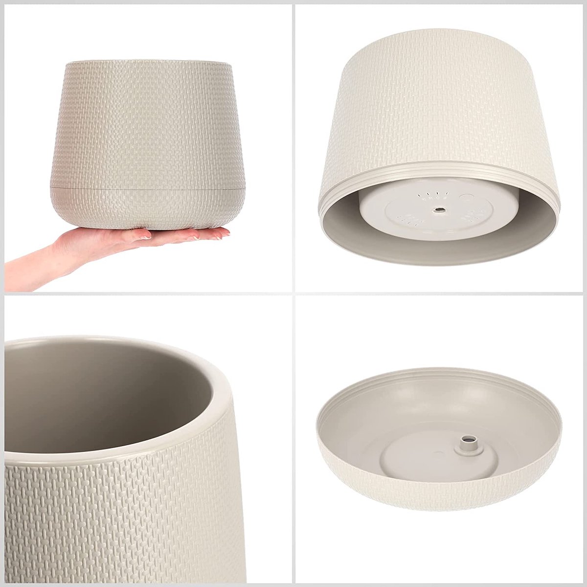 KADAX Flower Pot in plastica, ⌀ 11-19 cm, 7 colori, pianta semplice, fioriera moderna, robusta protezione della pentola di fiori, pentola rotonda (⌀ 13 cm, grigio