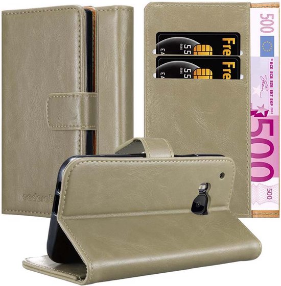 Cadorabo Hoesje geschikt voor HTC ONE M9 in CAPPUCCINO BRUIN - Beschermhoes met magnetische sluiting, standfunctie en kaartvakje Book Case Cover Etui