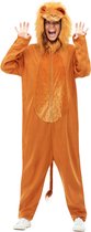 Smiffy's - Leeuw & Tijger & Luipaard & Panter Kostuum - Koning Van De Dieren Oranje Leeuw Jumpsuit Kostuum - Bruin - Medium - Carnavalskleding - Verkleedkleding