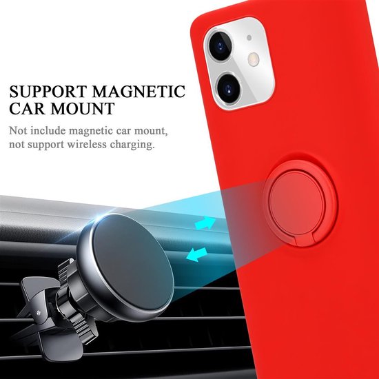 Lichtrode siliconen hoes die magnetisch kan worden bevestigd aan een autohouder.