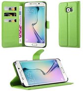 Cadorabo Hoesje geschikt voor Samsung Galaxy S6 EDGE in MUNT GROEN - Beschermhoes met magnetische sluiting, standfunctie en kaartvakje Book Case Cover Etui