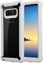 Cadorabo Hoesje geschikt voor Samsung Galaxy NOTE 8 in BERK GRIJS - 2-in-1 beschermhoes met TPU siliconen rand en acrylglas achterkant
