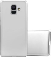 Cadorabo Hoesje geschikt voor Samsung Galaxy A6 2018 in METAAL ZILVER - Hard Case Cover beschermhoes in metaal look tegen krassen en stoten