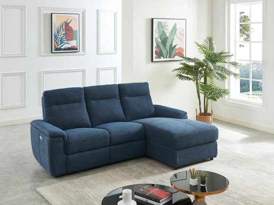 Canapé d'angle gauche tissu électrique bleu SUZY L 227 cm x H 97 cm x P 160  cm | bol.com
