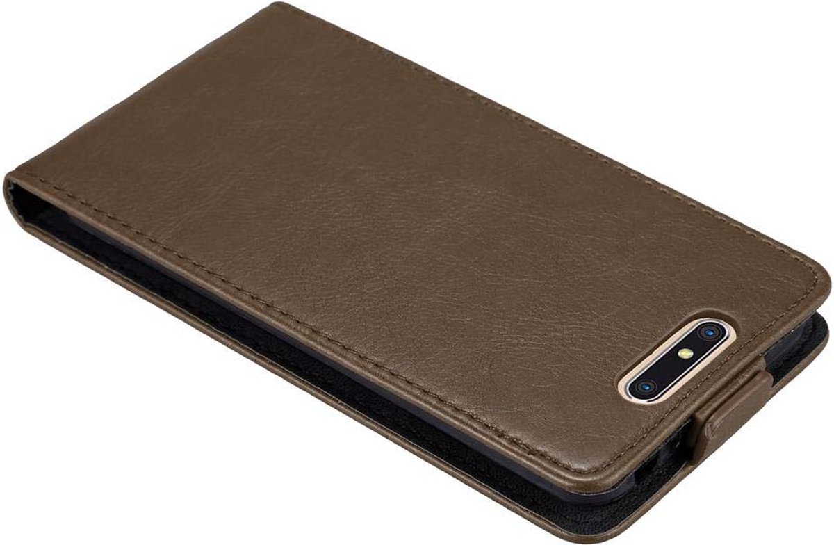 Boekstijl Hoes Met Standfunctie Cadorabo Case Compatible With ZTE Blade V2020 In BLACK NIGHT Flip Case Standfunctie Kaartvak Magnetische Sluiting Bruin