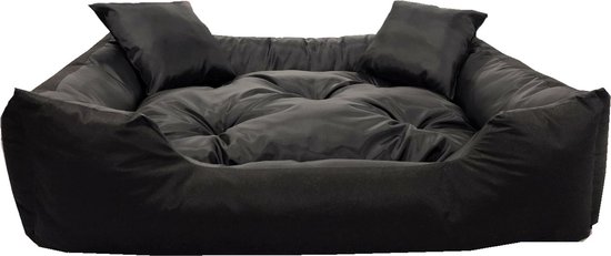 Kingdog - Honden- en kattenbed met kussen | Binnenmaat: 40x30 / Buitenmaat: 55x45cm - Zwart