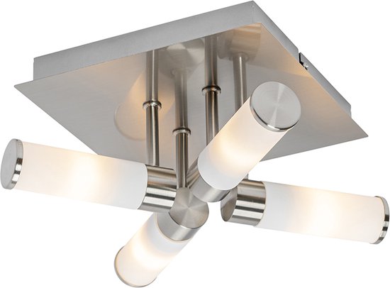 QAZQA bath - Moderne Plafondlamp - 4 lichts - L 23 cm - Staal - Buitenverlichting