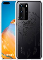 Huawei P40 Pro Hoesje Dream Owl Mandala Black Designed by Cazy