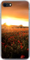 Geschikt voor iPhone SE 2020 hoesje - Zonsondergang over de Klaprozen in Engeland - Siliconen Telefoonhoesje