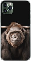 Geschikt voor iPhone 11 Pro Max hoesje - Aap - Schotse hooglander - Zwart - Siliconen Telefoonhoesje