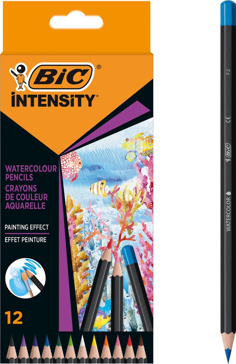BIC Intensity Aquarelpotloden - Diverse Kleuren - 12 stuks - Lijnen van Gemiddeld 2.9 mm