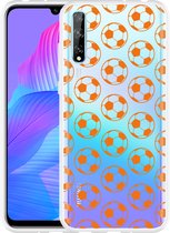 Huawei P Smart S Hoesje Orange Soccer Balls Designed by Cazy