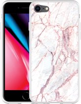 iPhone 8 Hoesje White Pink Marble - Designed by Cazy