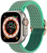 iMoshion Bandje Geschikt voor Apple Watch Bandje Series 1 / 2 / 3 / 4 / 5 / 6 / 7 / 8 / 9 / SE / Ultra (2) - 42 / 44 / 45 / 49 mm - iMoshion Elastisch nylon band - Turquoise