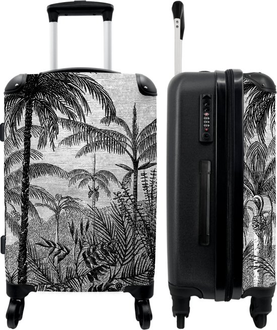NoBoringSuitcases.com® Koffer groot - Jungle - Palmboom - Vintage - Zwart  wit -... | bol.com