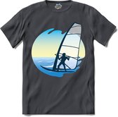 Windzeilen Met Zeiler | Wind zeilen - Boot - Zeilboot - T-Shirt - Unisex - Mouse Grey - Maat L