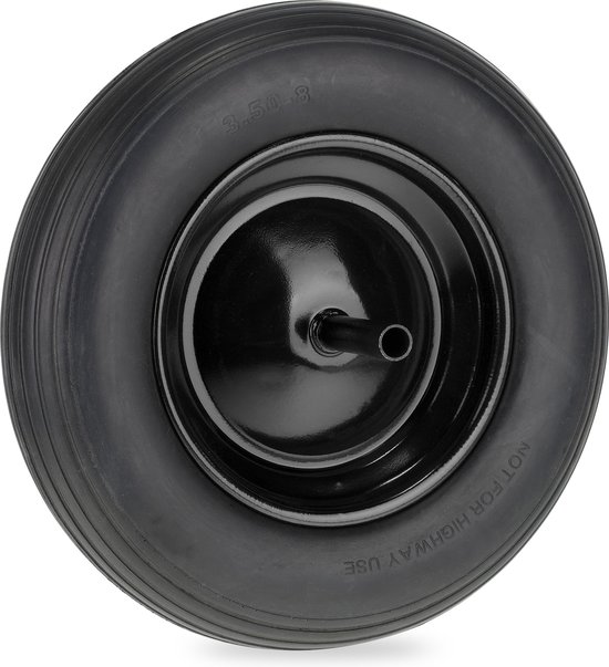 kruiwagenwiel - 3.50-8 - massief rubber - stalen velg - anti-lek - met as - tot 120 kg van Merkloos	 — afbeelding 2