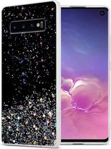 Cadorabo Hoesje geschikt voor Samsung Galaxy S10 PLUS in Zwart met Glitter - Beschermhoes van flexibel TPU silicone met fonkelende glitters Case Cover Etui