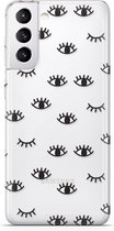 Fooncase Hoesje Geschikt voor Samsung Galaxy S22 - Shockproof Case - Back Cover / Soft Case - Eyes / Ogen