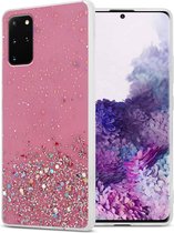Cadorabo Hoesje geschikt voor Samsung Galaxy S20 PLUS in Roze met Glitter - Beschermhoes van flexibel TPU silicone met fonkelende glitters Case Cover Etui
