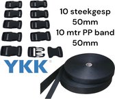 10 stuks YKK steekgesp 50mm zwart- 10 meter 50mm zwart PP band -Gesp-Steekgesp.