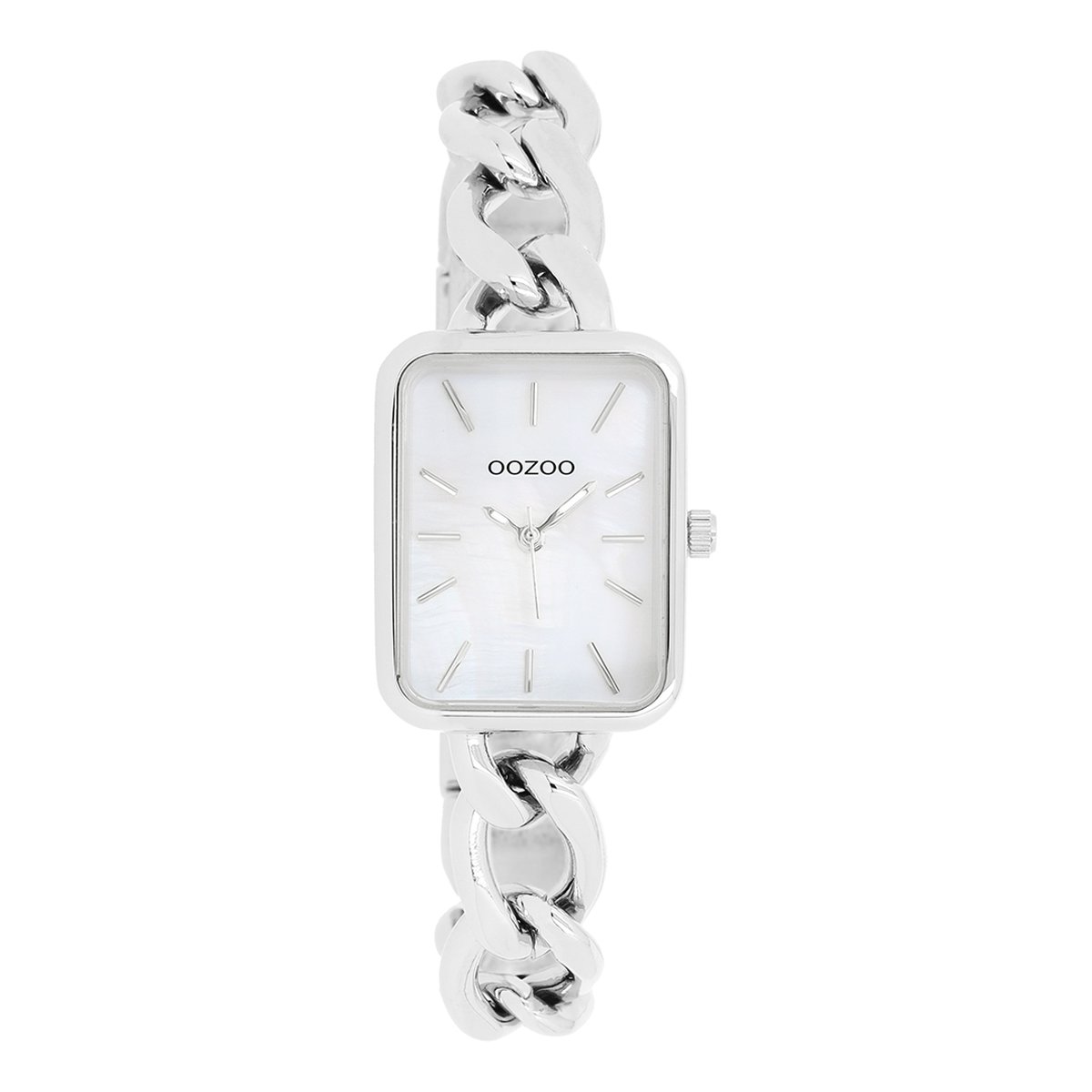 OOZOO Timepieces - Zilverkleurige horloge met zilverkleurige schakelarmband - C11130