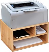Bureau d'armoire d'imprimante Relaxdays - bambou - table d'imprimante - norme d'imprimante - meuble d'imprimante