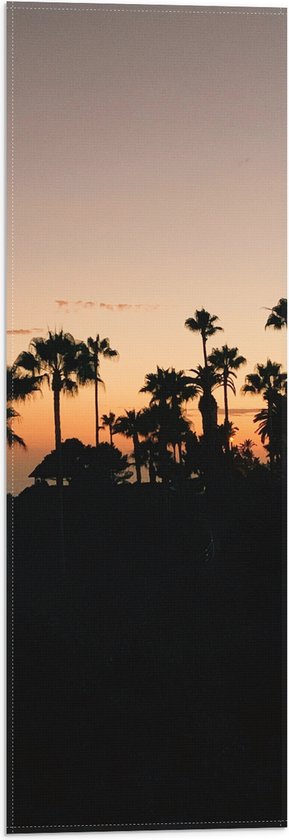 WallClassics - Vlag - Silhouet van Palmbomen op Heuvel - 20x60 cm Foto op Polyester Vlag