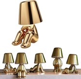 Bureaulamp 02 led dimbaar industrieel goud – lampje woonkamer oplaadbare tafellamp slaapkamer nachtlampje volwassenen – Touch