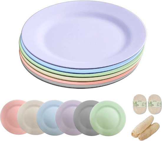 onbreekbare borden van 25 cm, 6-delige set, herbruikbare platte borden